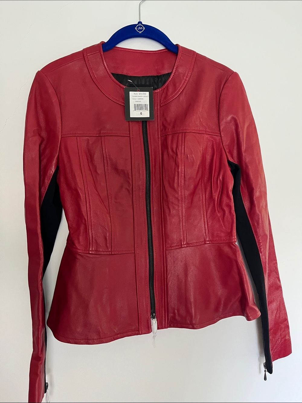 Women’s Red Leather Zip Jacket Nanette Lepore